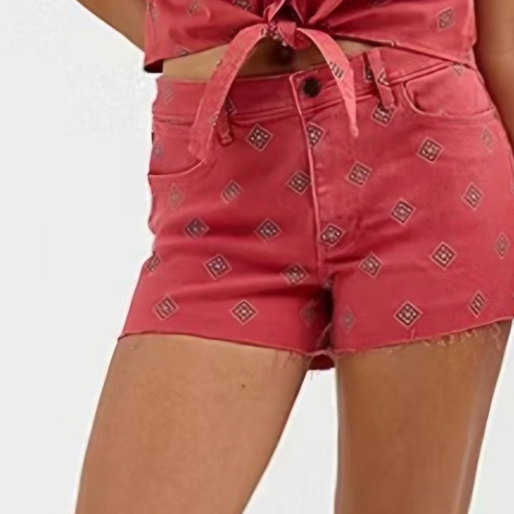 Wrangler Women's Red Patterned Jean Shorts